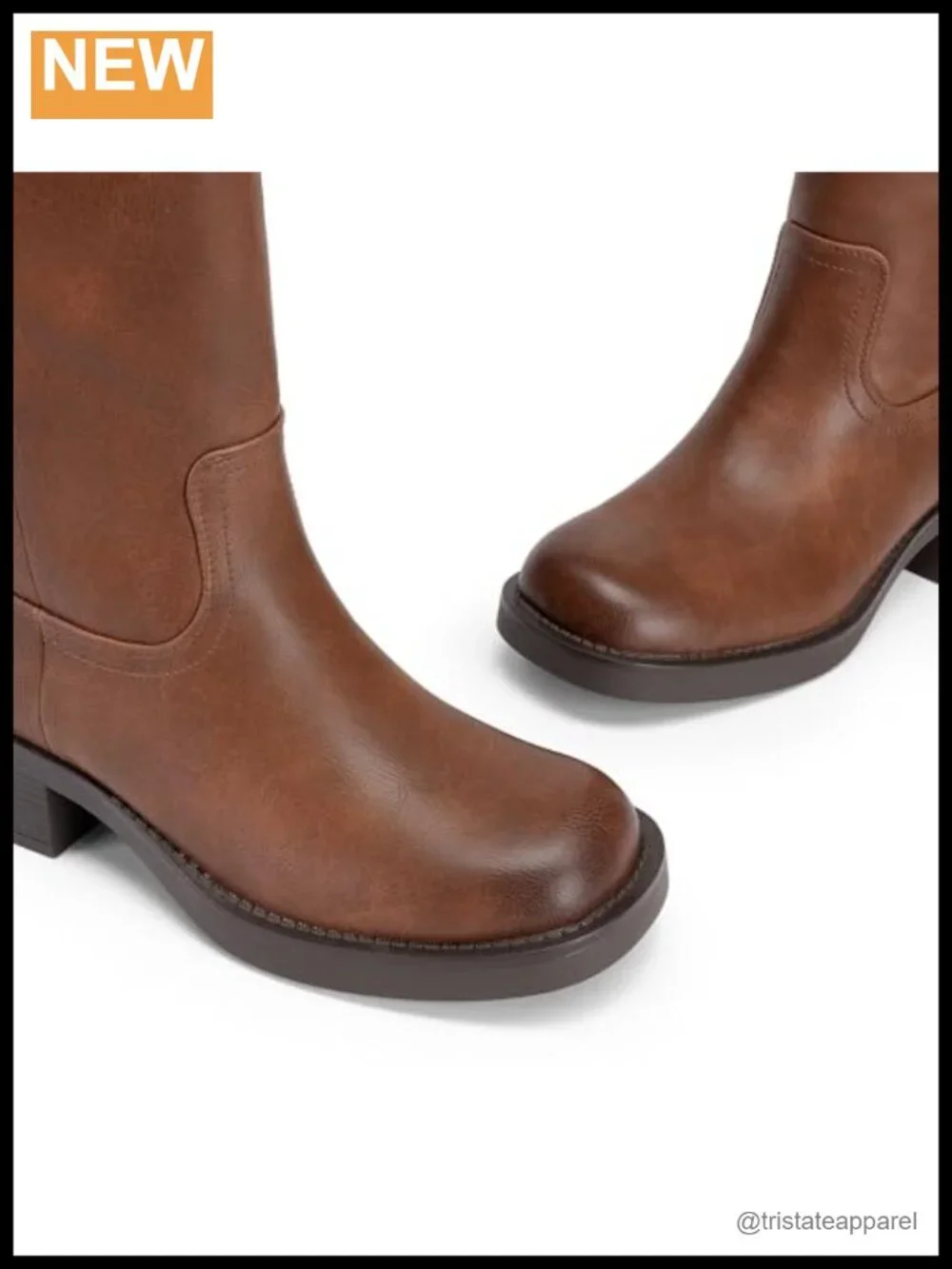 Women's Square Toe Platform Chunky Block Heel Knee High Riding Boots Faux